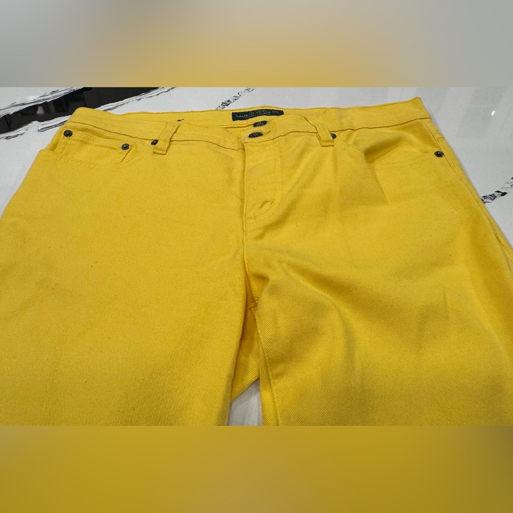 Lauren Jeans Co by Ralph Lauren Modern Straight Ankle Jeans in Yellow Size 12 - Picture 2 of 10